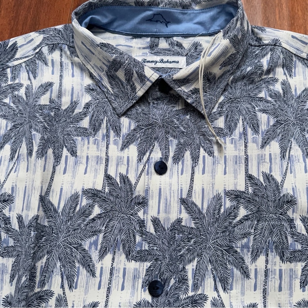 Tommy Bahama Shirt Mens XL Island Zone Short Sleeve Palm Tree Silk White NEW - Picture 3 of 6